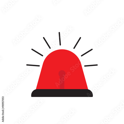 red emergency flashers siren vector icon