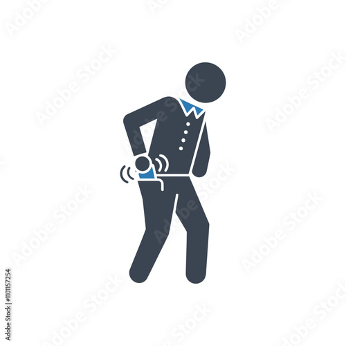 Person leaning with device icon
