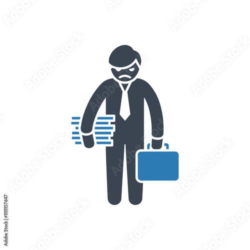 Overworked Businessman Stress Icon