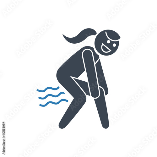 Woman squatting motion icon