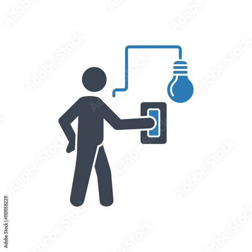 Person activating lamp icon