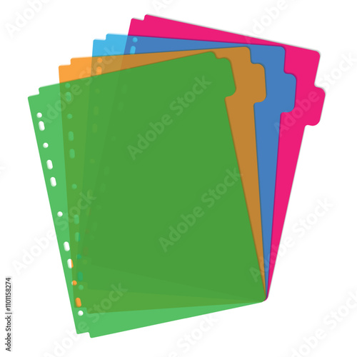 Plastic bookmarks dividers for documents. Vector illustration. Sketch for creativity.