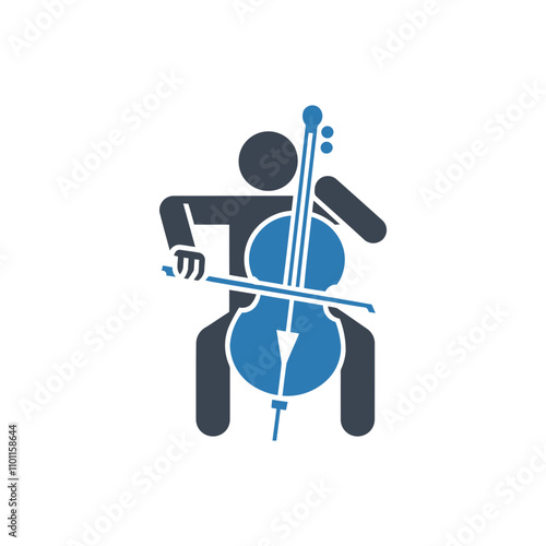 Playing cello seated figure icon
