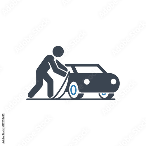 Pushing car breakdown task icon
