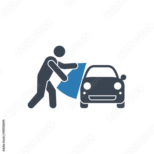 Car bonnet inspection task icon