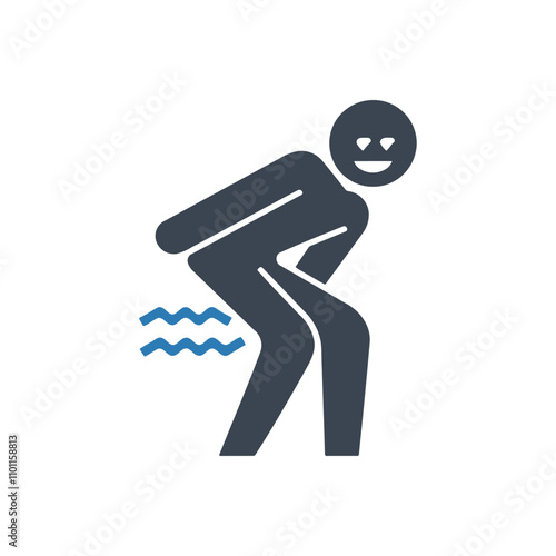 Smiling person with discomfort icon