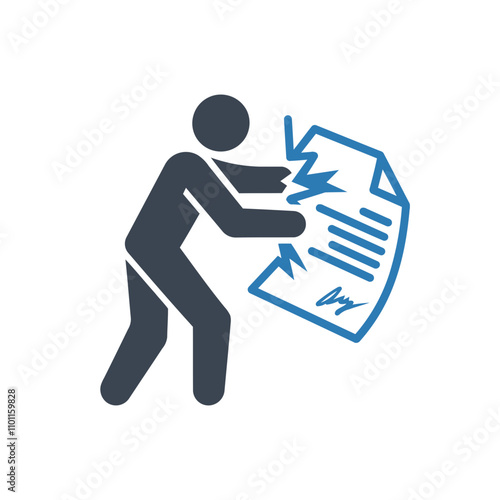 Document Tearing Action Icon