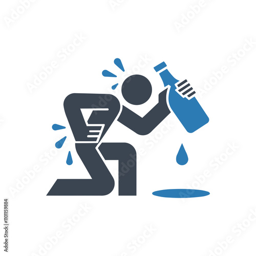 Dehydrated person drinking icon