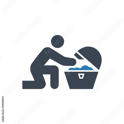 Man exploring hidden treasure icon
