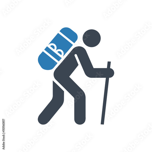 Hiking stick explorer icon