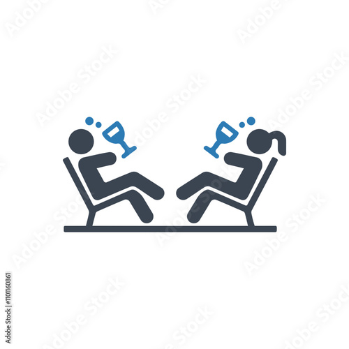 Relaxing wine party icon