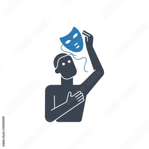 Person removing mask icon
