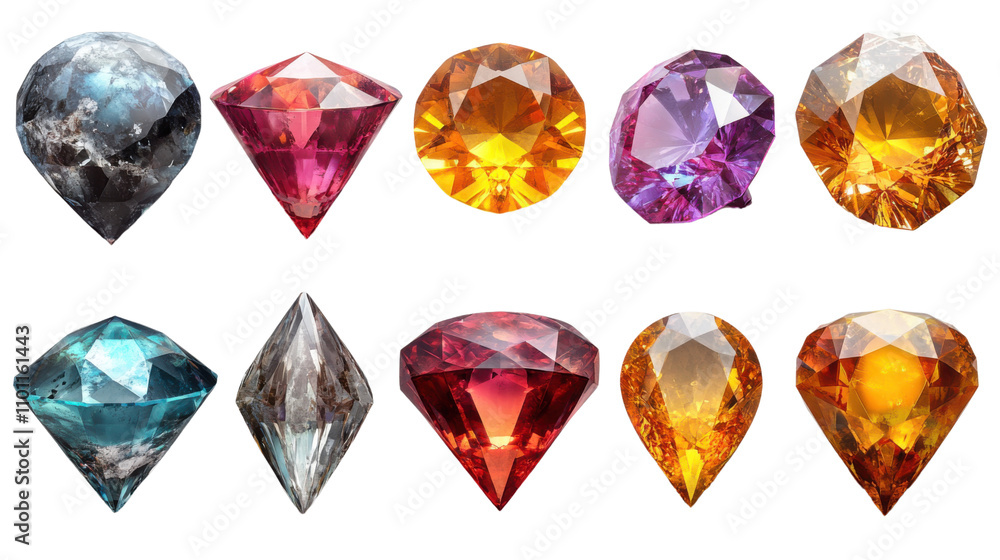 Fototapeta premium set of gemstones isolated on white background