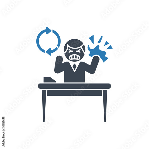 Angry Desk Worker Icon