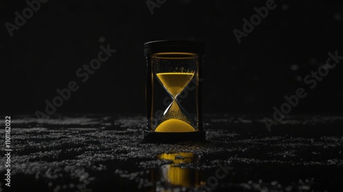 Hourglass on dark surface. photo