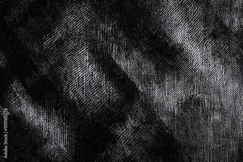 Textured textile graphic concept. Distressed woven material backdrop. Vintage aesthetic surround. Abstract dotted artwork. Multi-layered for distinct effects and dimension. Dark on light photo