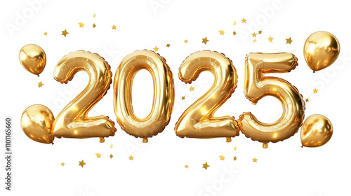 new year 2025 golden balloons