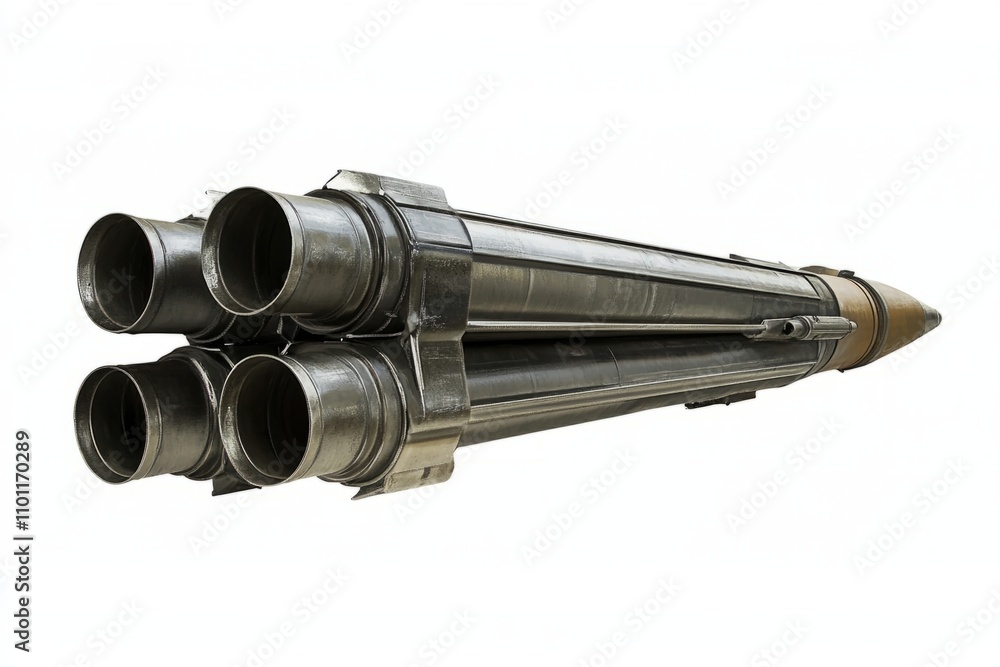 Fototapeta premium A close-up view of a sleek and powerful rocket. This image captures the intricate details of engineering and design. Perfect for technology and military themes. Generative AI