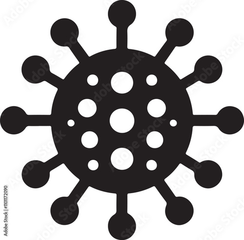 a virus infection icon silhouette, perfect for biomedical projects and educational materials.