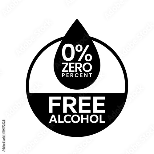 Alcohol free icons. No alcohol logo. Zero percent alcohol symbol. Vector illustration.