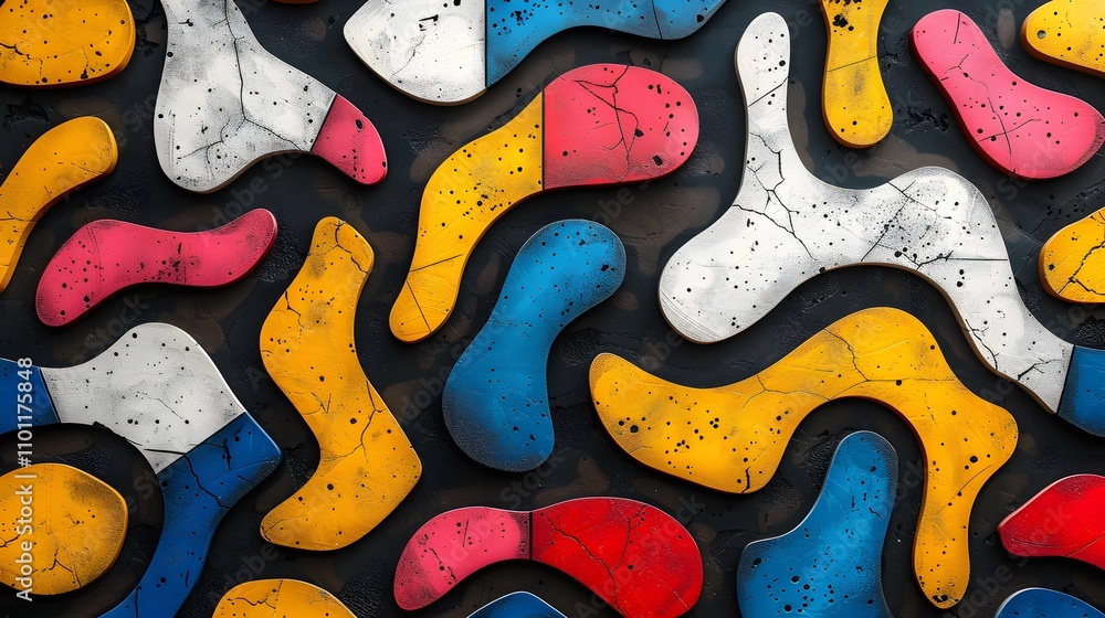 Obraz premium Colourful abstract shapes pattern wallpaper