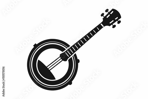 banjo silhouette vector art illustration white background