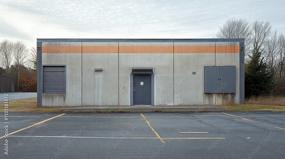 Fototapeta premium Concrete data center with orange accents