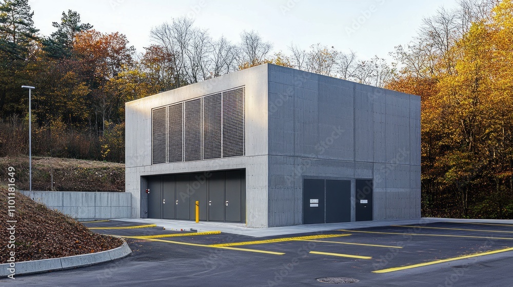 Obraz premium Concrete data center in green setting