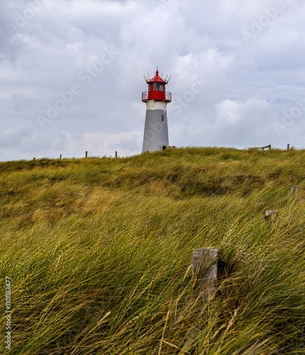 Obraz na płótnie historical lighthouse in the beautiful nature at the elbow on Sylt w salonie