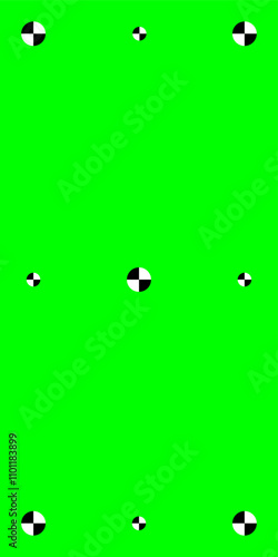 Vertical greenscreen template with motion tracking marks. Used for chromakey in social media video production. Vector design.