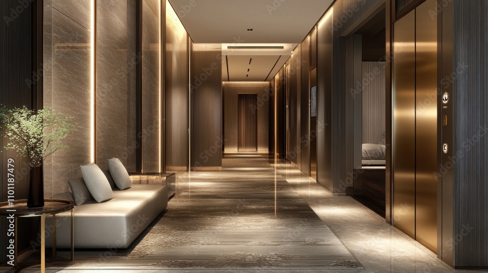 Fototapeta premium Elegant and Sophisticated Hotel Hallway