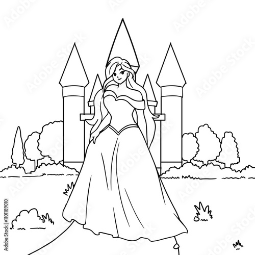 Princess With Castle Coloring Book