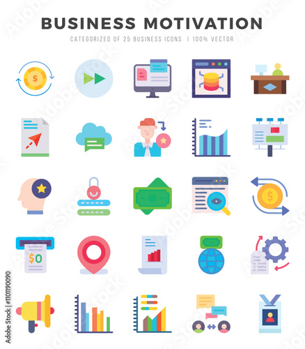 BUSINESS MOTIVATION Icon Bundle 25 Icons for Websites and Apps