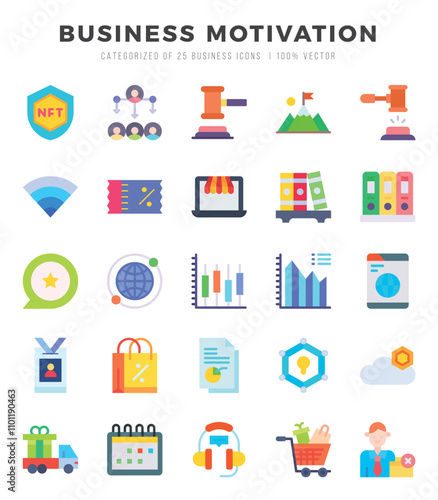 BUSINESS MOTIVATION icons set for website and mobile site and apps.