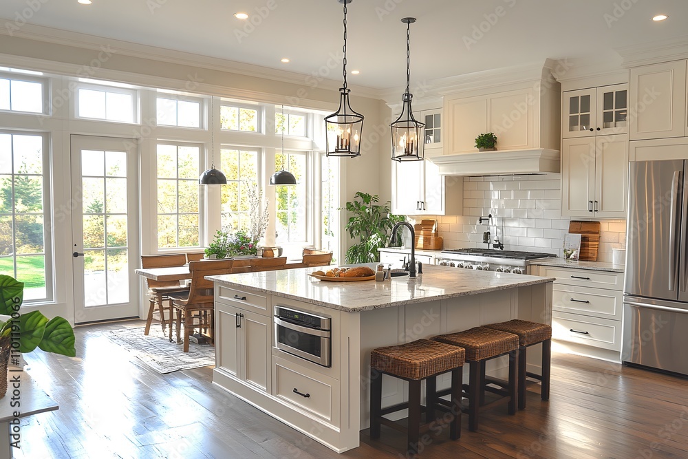 Modern kitchen with integrated breakfast nook Modern kitchen with integrated breakfast nook