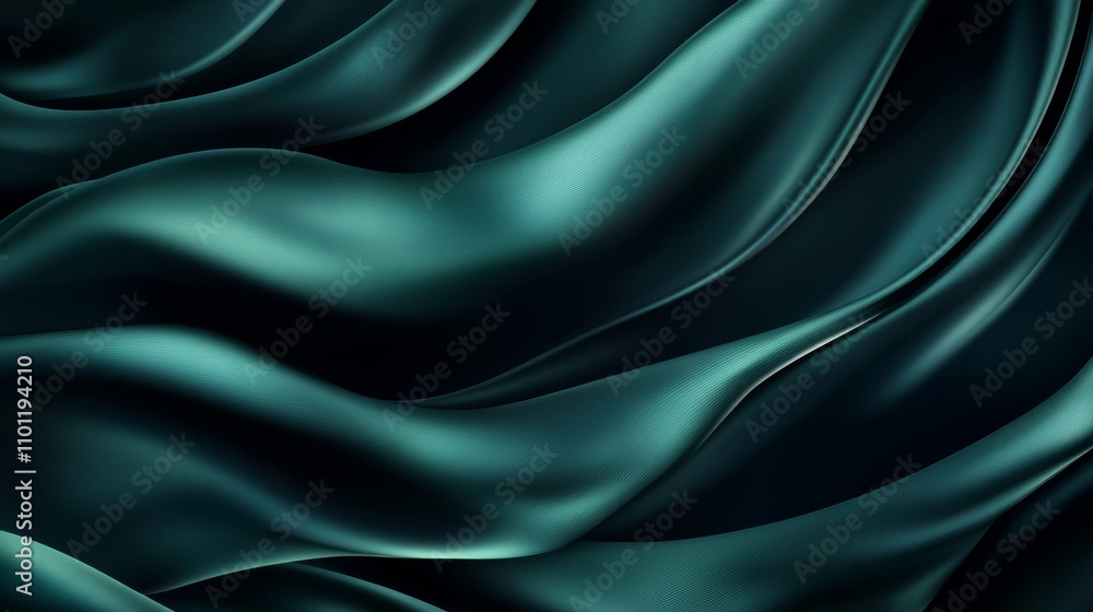 Obraz premium An exquisite emerald green silk background, which boasts rich textures and soft, flowing folds, presents an ideal canvas for luxury branding approaches and the creation of sophisticated logo designs