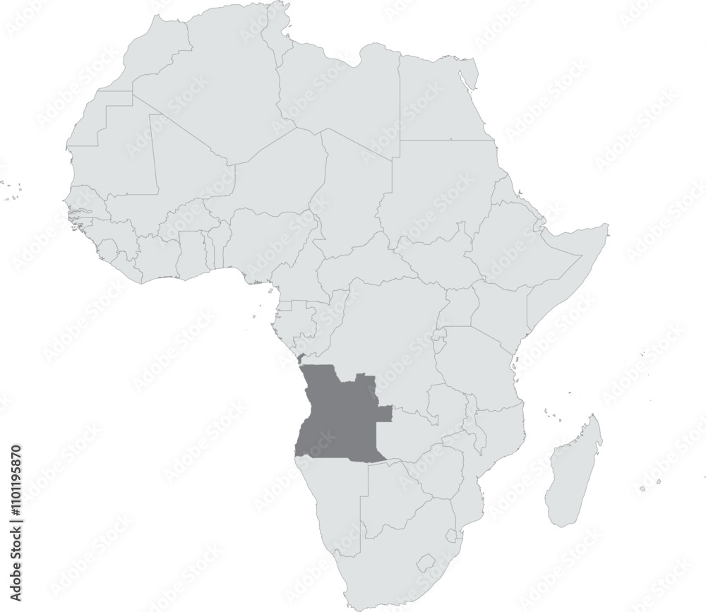 Obraz premium Detailed national location map of ANGOLA within the great continent of Africa