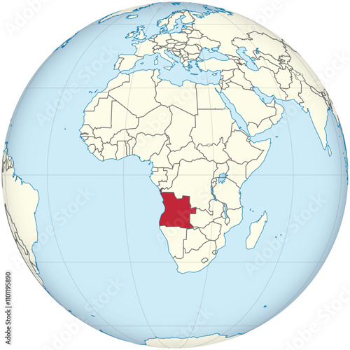 Detailed national location map of ANGOLA within the great continent of Africa