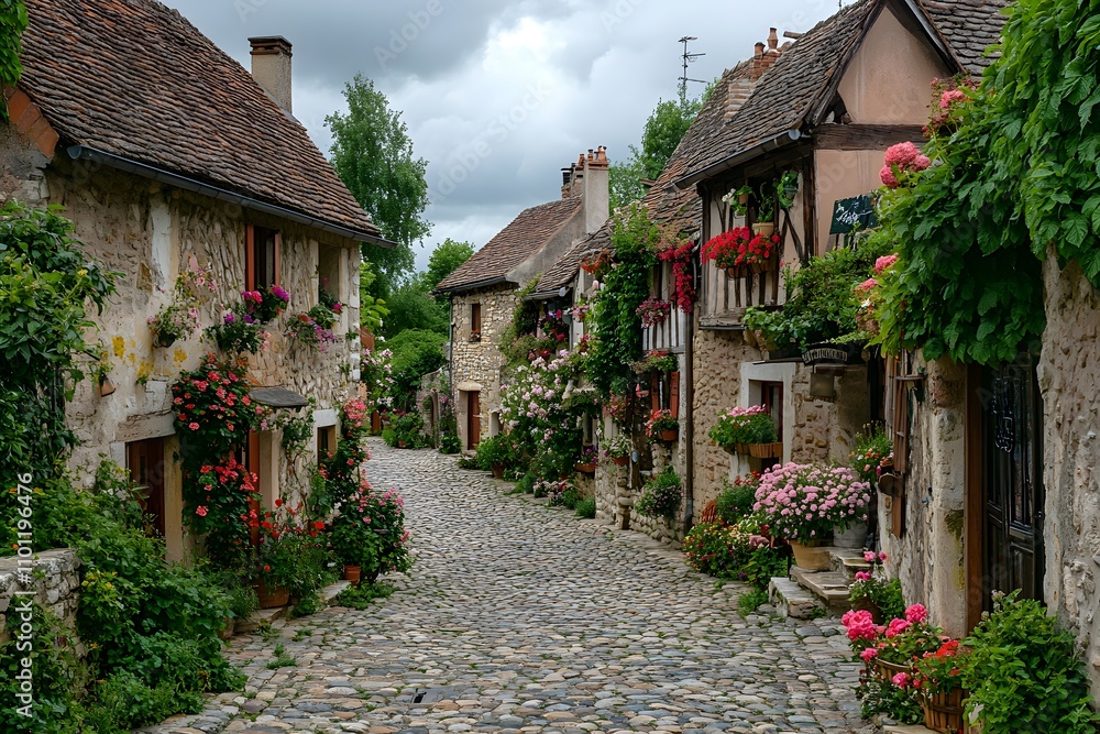 Fototapeta premium Quiet Street in a Small Village