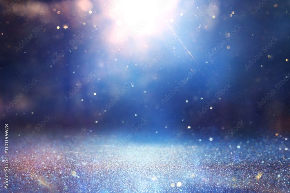 Fototapeta premium abstract glitter black and blue lights background. de-focused