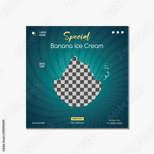 Ice cream social media post template design