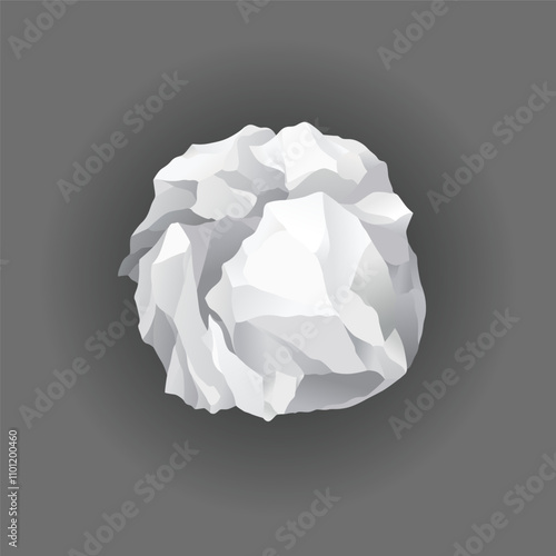 Crumpled paper balls icon. Mistake in document or realistic wrinkled page. Realistic garbage, bad idea symbol. Crushed paper after brainstorming. Vector illustration isolated on gray background