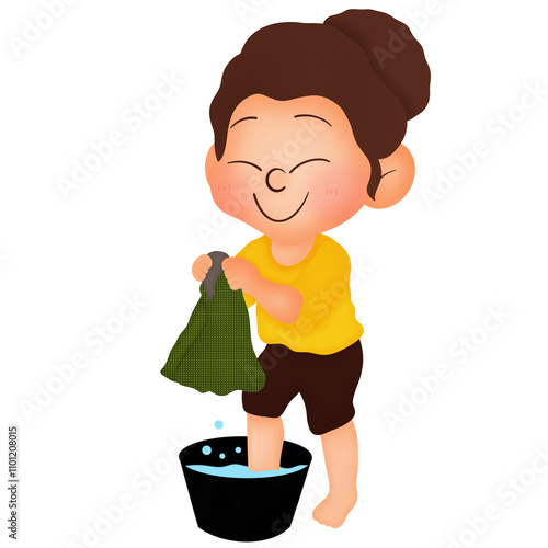 Woman washing clothes by hand 