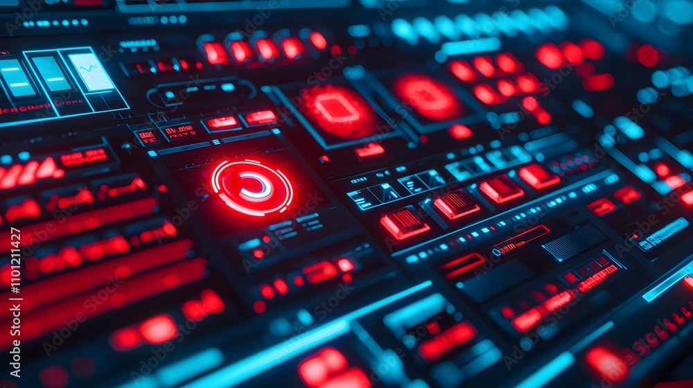 Obraz premium Futuristic Red Blue Tech Interface