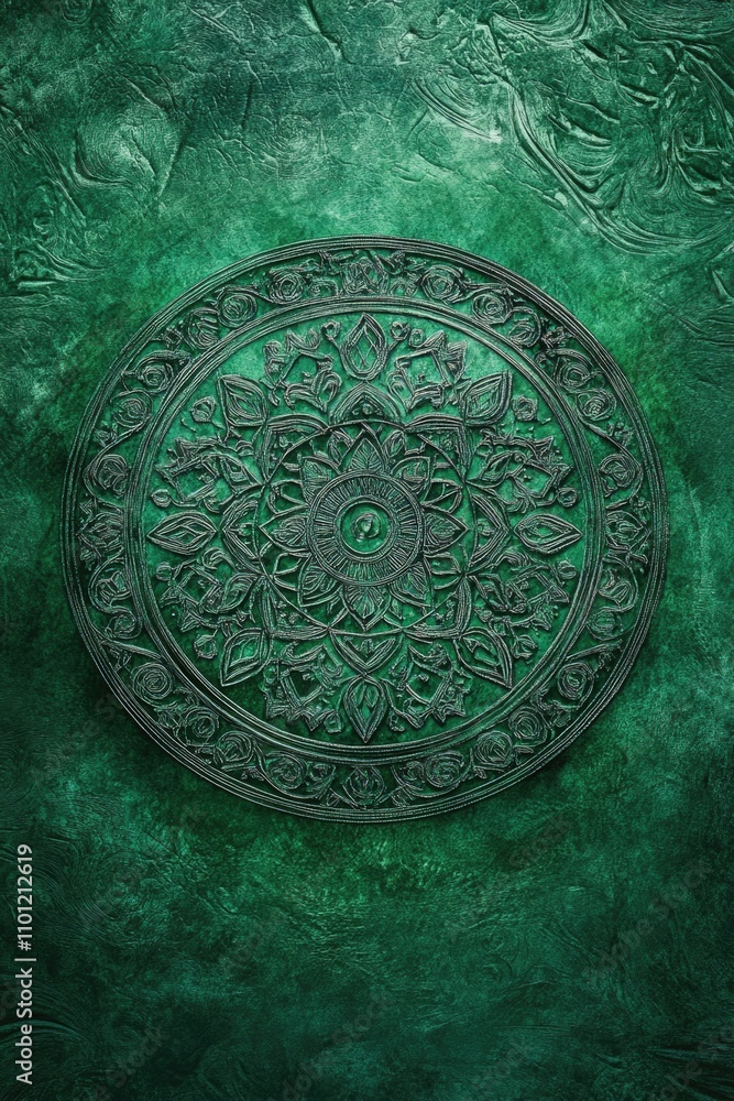 Obraz premium Metal plate on green surface