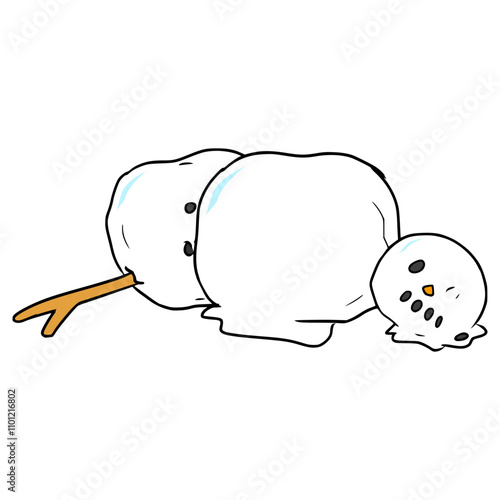 destroyed snowman illustration hand drawn isolated vector