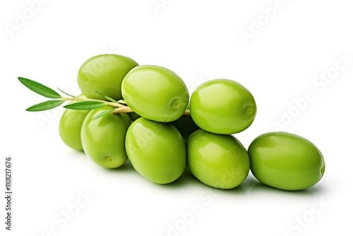 Wallpaper Mural Green olives on a white background. Beautiful fruits of the olive tree, an ingredient for making olive oil. Object for design, advertising Torontodigital.ca