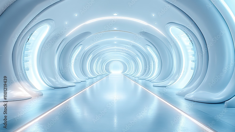 Obraz premium empty white tunnel with 360 degree seamless panoramic view rendering