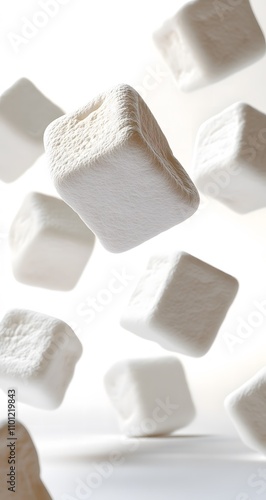 Floating white marshmallows