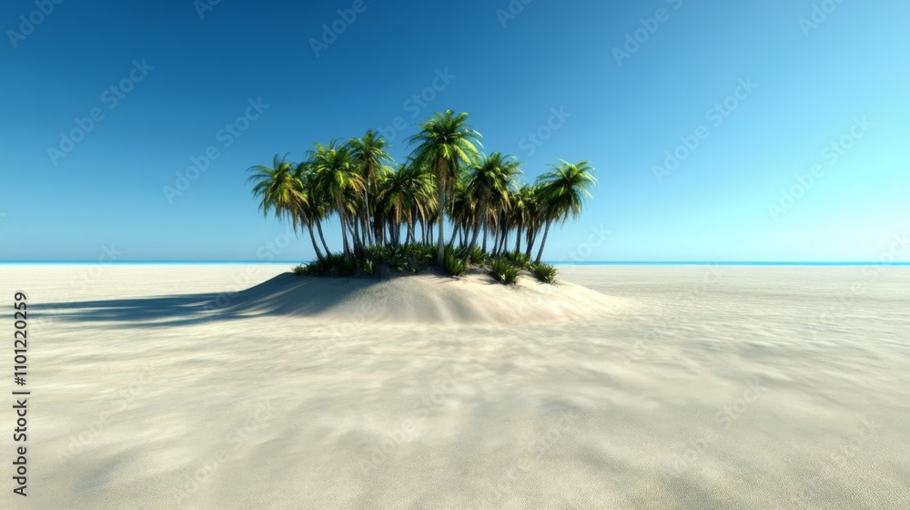 Fototapeta premium Stunning Oasis Landscape: A Refreshing Sanctuary in the Heart of the Desert